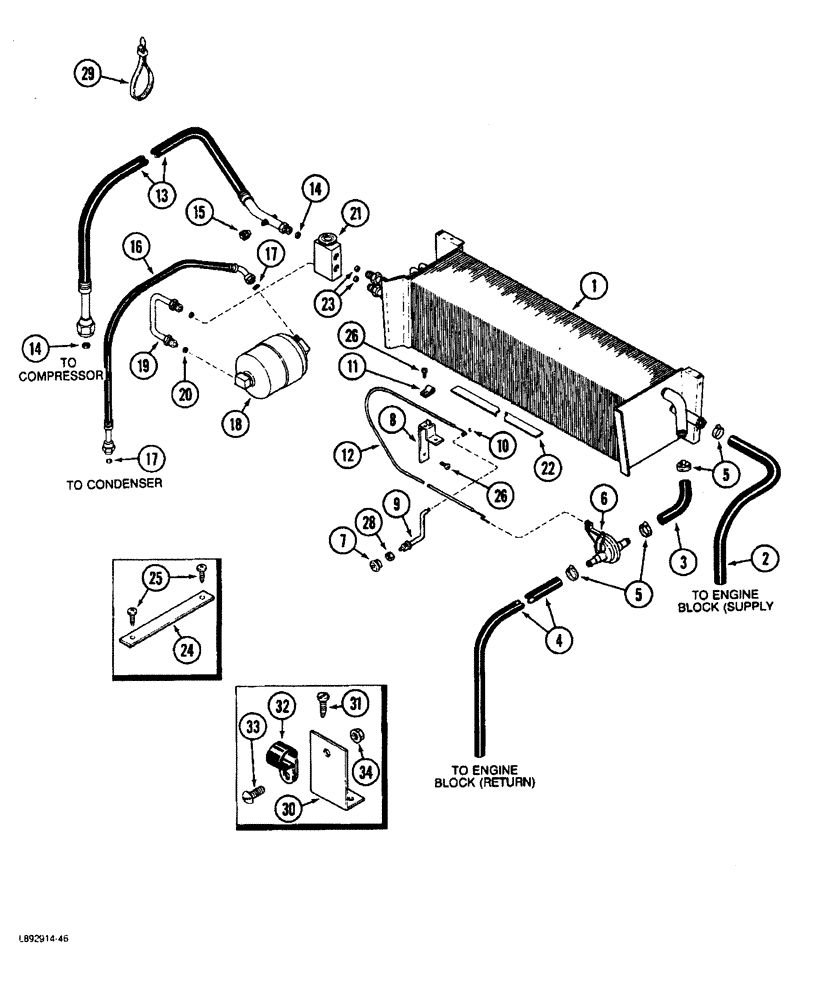 Схема запчастей Case IH 1844 - (9D-32) - HEATER AND AIR CONDITIONING CAB CONNECTIONS (10) - CAB & AIR CONDITIONING