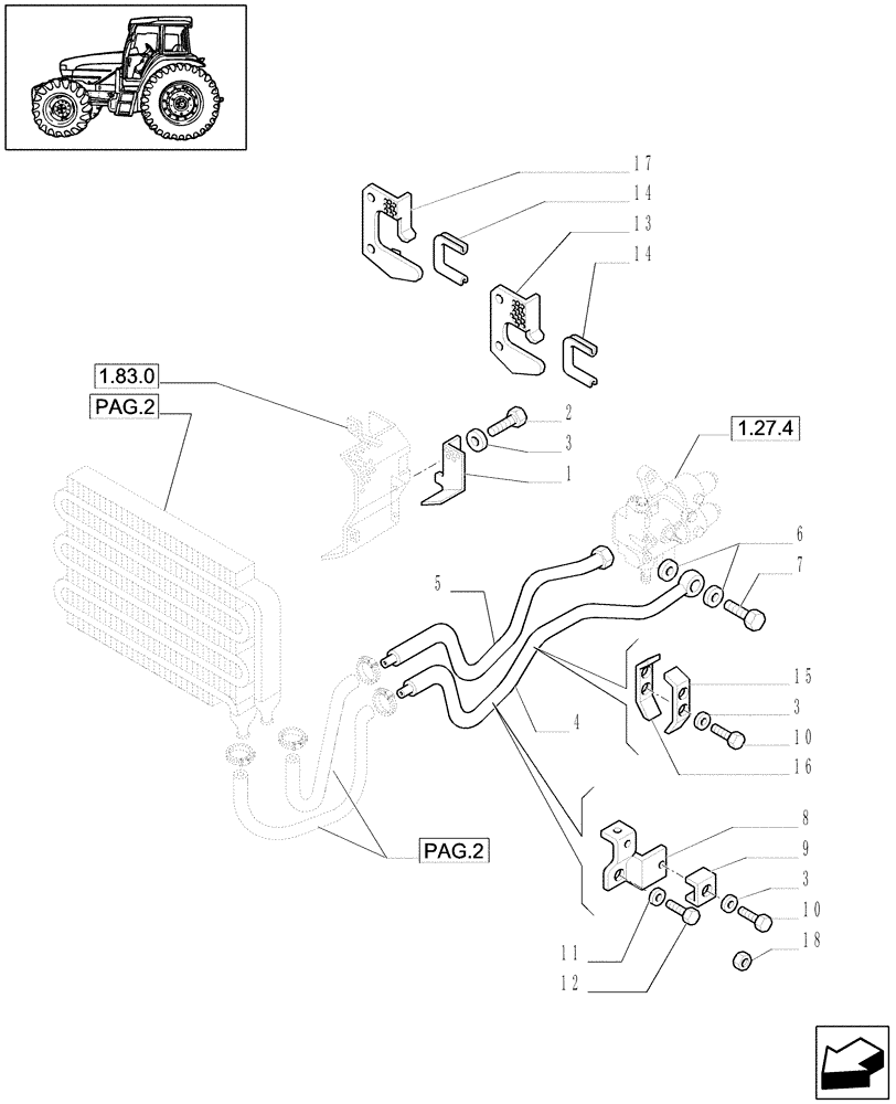 Схема запчастей Case IH JX1070U - (1.27.7[01]) - (VAR.271-272-274-276-296) (HI-LO) AND SYNCHRONIZED REVERSING GEAR - 30-40 KM/H - HEAT EXCHANGER (03) - TRANSMISSION