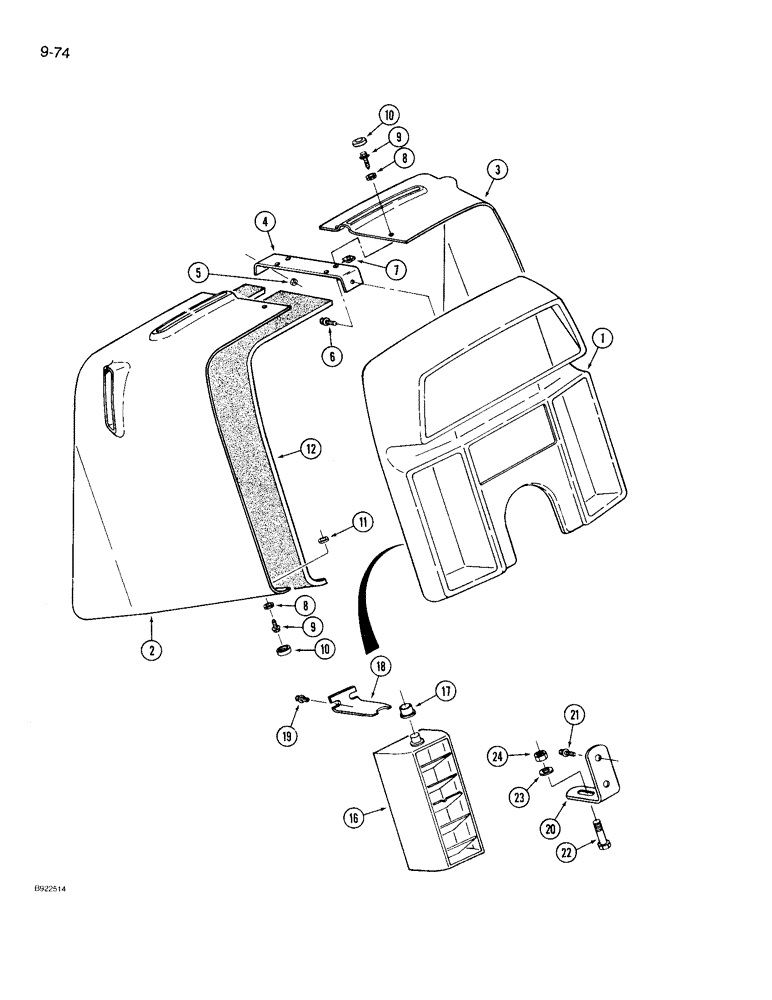 Схема запчастей Case IH 9210 - (9-074) - CAB INSTRUMENT PANEL (09) - CHASSIS/ATTACHMENTS