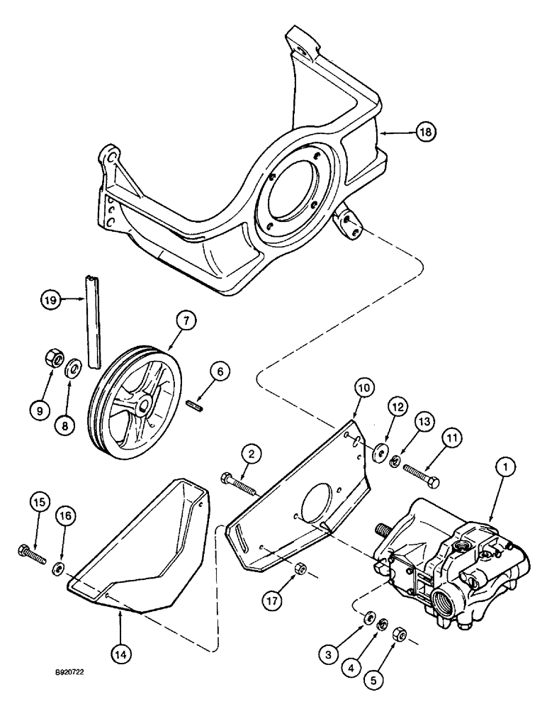 Схема запчастей Case IH 2055 - (8-16) - HYDRAULIC PUMP MOUNTING (07) - HYDRAULICS