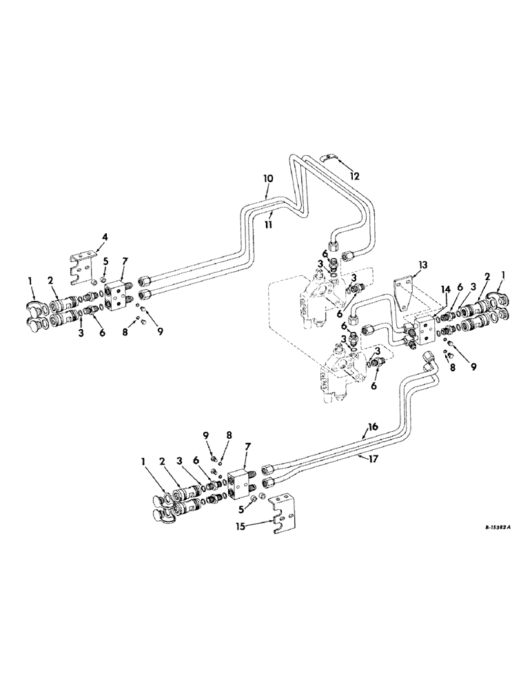 Схема запчастей Case IH 424 - (149) - HYDRAULIC SYSTEM, HYDRAULIC MANIFOLD TUBES, FOR TRACTORS WITH AUXILIARY VALVES (07) - HYDRAULIC SYSTEM