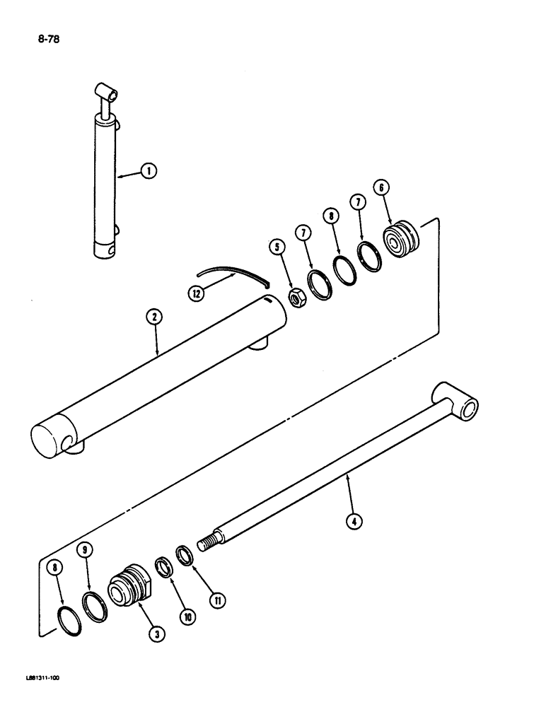 Схема запчастей Case IH 1822 - (8-78) - BASKET DOOR CYLINDER (07) - HYDRAULICS