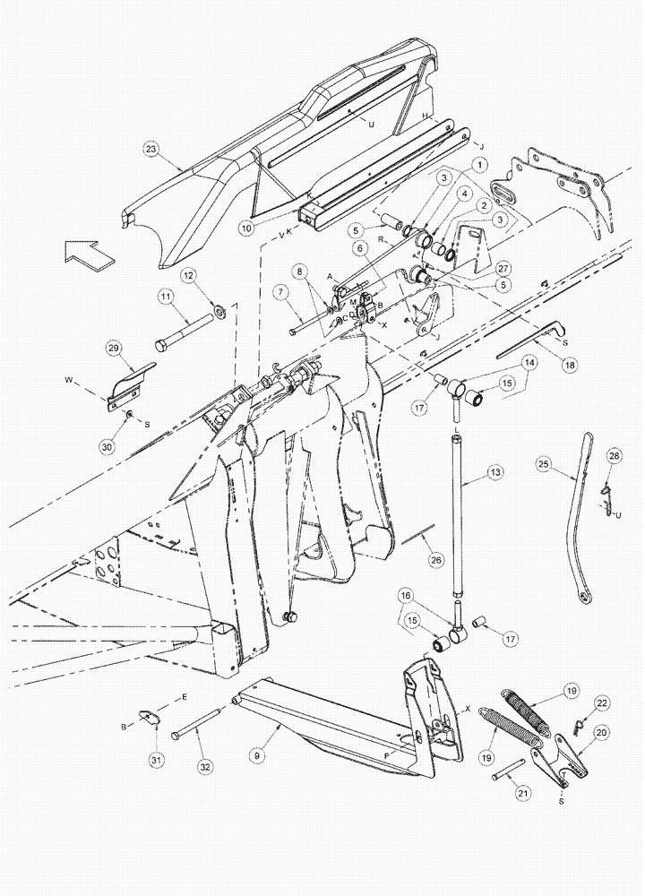 Схема запчастей Case IH 2152 - (09-03A) - WING BALANCE LINKAGE - 2162, ASN Y9ZN11201 