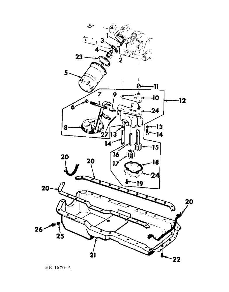 Схема запчастей Case IH 4000 - (12-06) - POWER, C-232 GAS ENGINE OIL FILTER, PAN AND PUMP Power