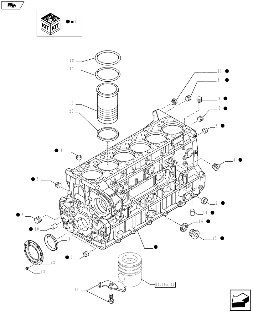 Схема запчастей Case IH F3BFE613D A003 - (10.001.02) - CRANKCASE (504252494-504242485-504045977-504114488) (10) - ENGINE