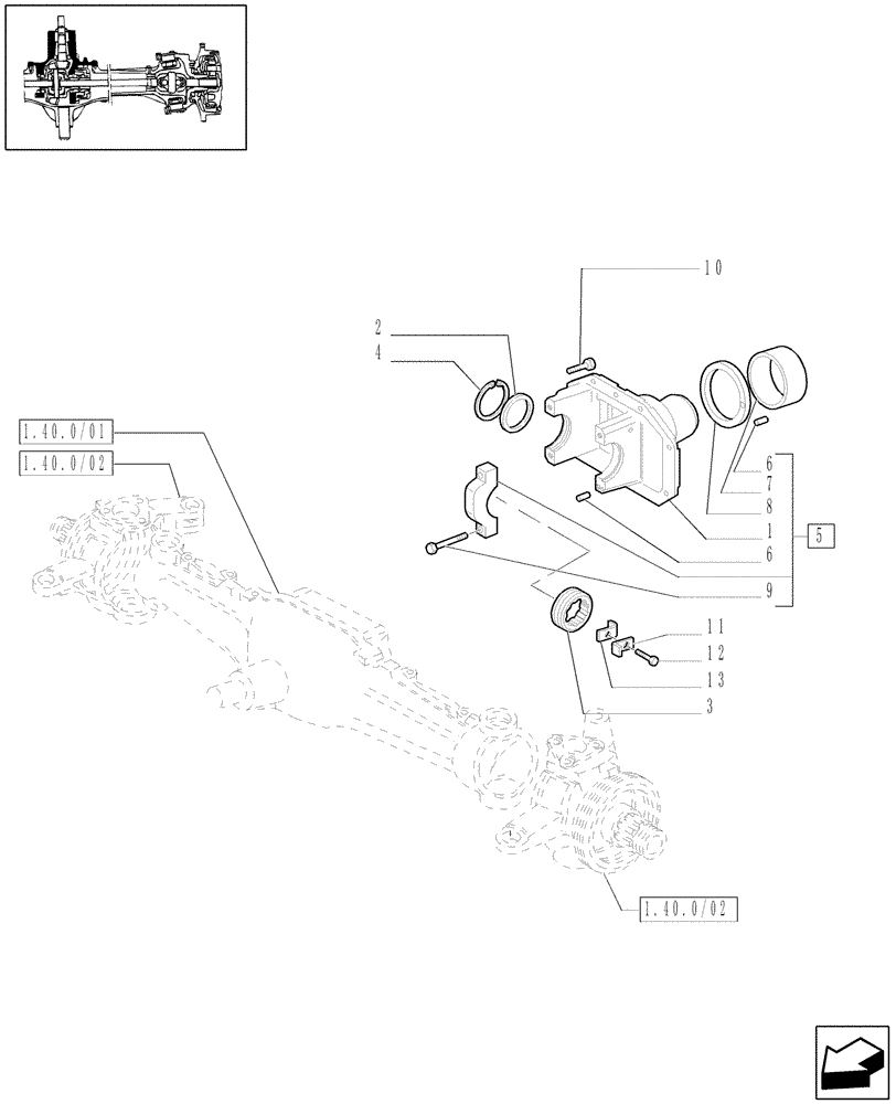 Схема запчастей Case IH JX80 - (1.40. 1/05) - (VAR.115) 20X12 (40KM/H) TRANSMISSION W/FRONT BRAKE & LIMITED SLIP - SUPPORT (04) - FRONT AXLE & STEERING