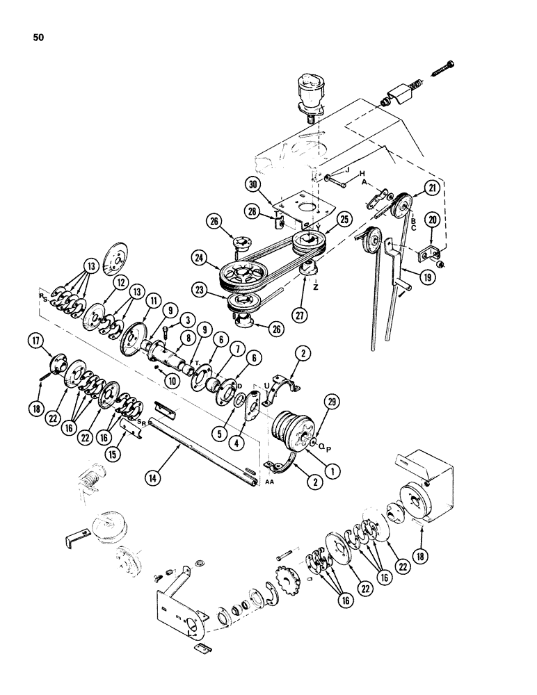 Схема запчастей Case IH 742 - (50) - MAIN DRIVES, REAR UNIT 