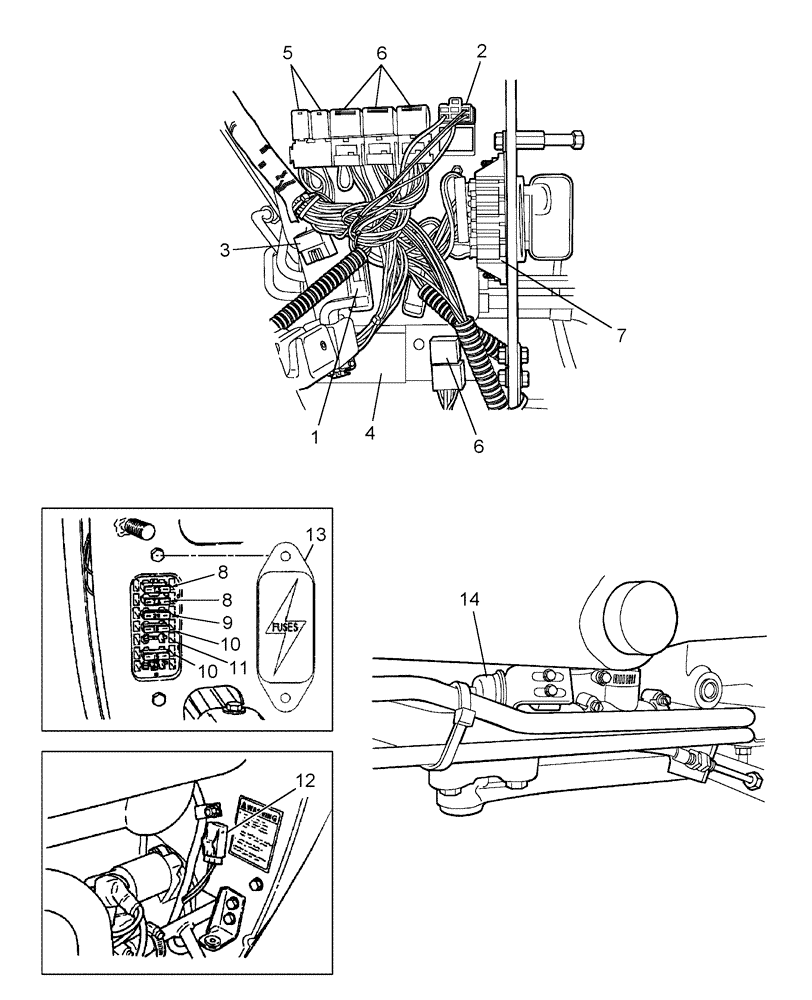 Схема запчастей Case IH DX29 - (11B02) - RELAY, DIODE & FUSE LOCATIONS, RIGHT HAND SIDE - ON & ASN HBA0001480 (06) - ELECTRICAL SYSTEMS