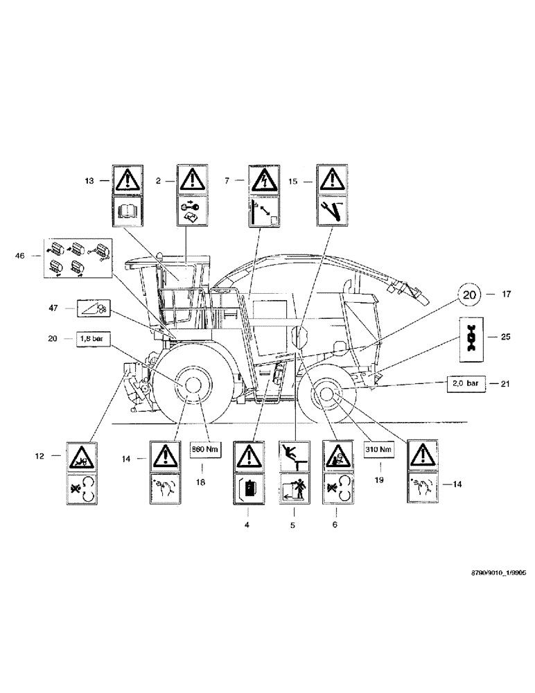 Схема запчастей Case IH 8790 - (221) - LETTERING (90) - PLATFORM, CAB, BODYWORK AND DECALS