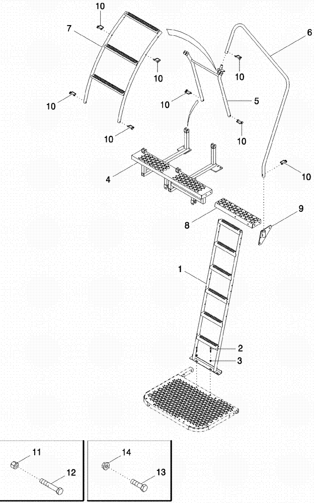 Схема запчастей Case IH 620 - (09F-09) - STEPS LADDERS - BASKET LID - 6 ROW WIDE (12) - CHASSIS