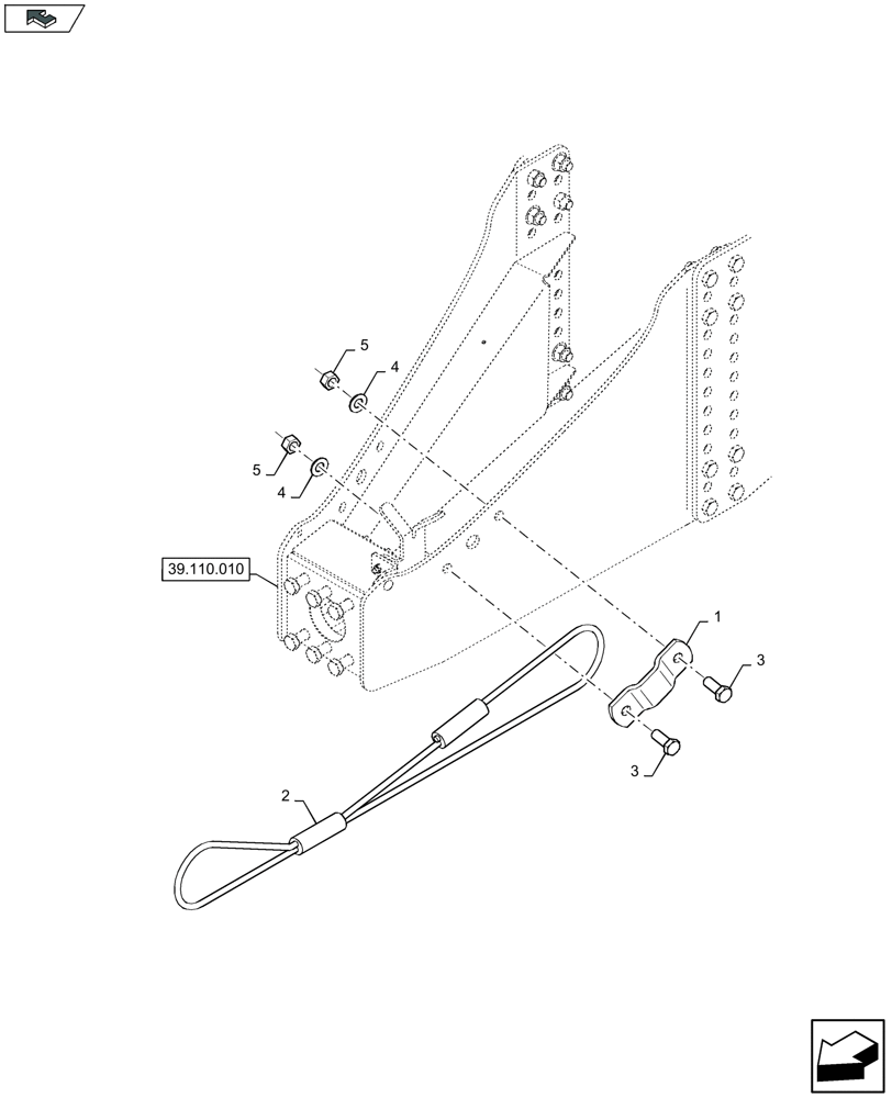 Схема запчастей Case IH LB434S - (39.110.030) - SAFETY CABLE (39) - FRAMES AND BALLASTING