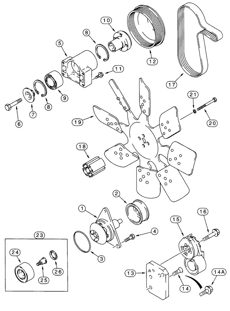 Схема запчастей Case IH 2555 - (02-08) - WATER PUMP SYSTEM (01) - ENGINE