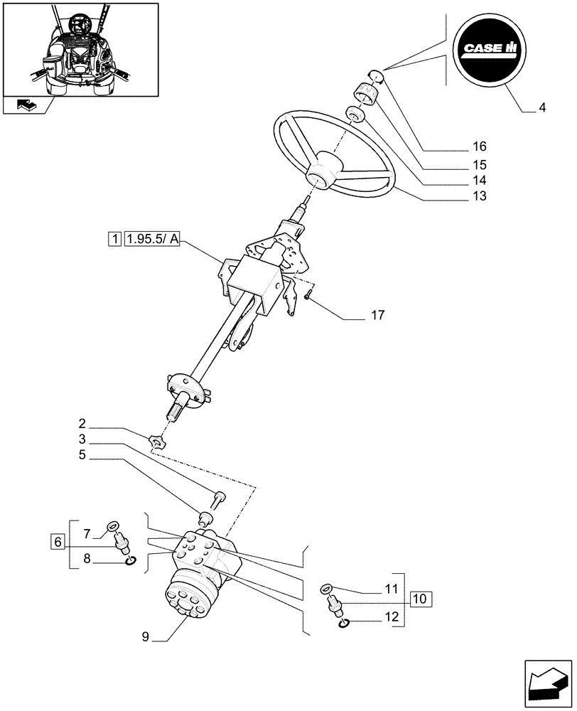 Схема запчастей Case IH PUMA 225 - (1.95.5[01]) - HYDROSTATIC STEERING WHEEL AND STEERING COLUMN (10) - OPERATORS PLATFORM/CAB