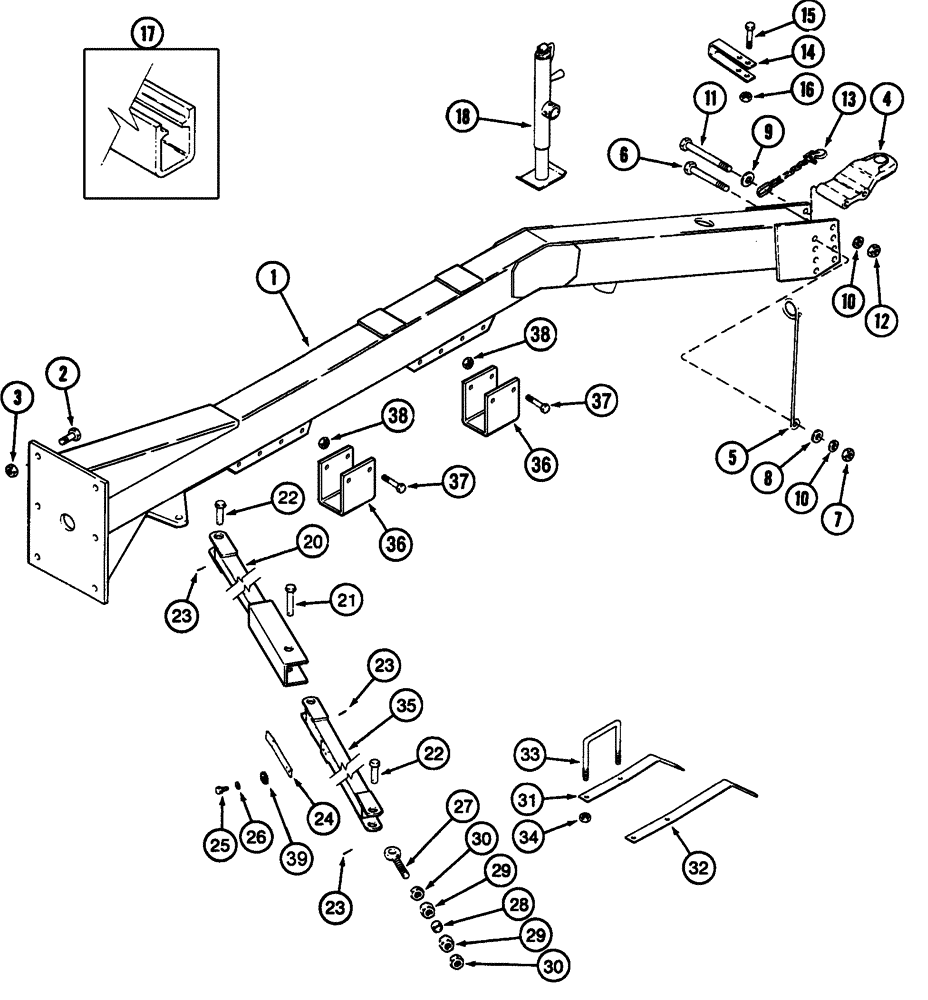 Схема запчастей Case IH 5500 - (9-54) - TONGUE AND TENSION BARS (09) - CHASSIS