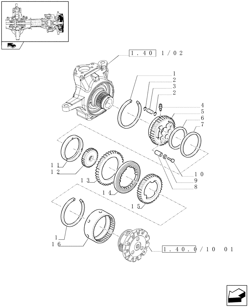 Схема запчастей Case IH PUMA 180 - (1.40.1/13) - (VAR.195) FRONT AXLE WITH BRAKES - BRAKE GEARS (04) - FRONT AXLE & STEERING