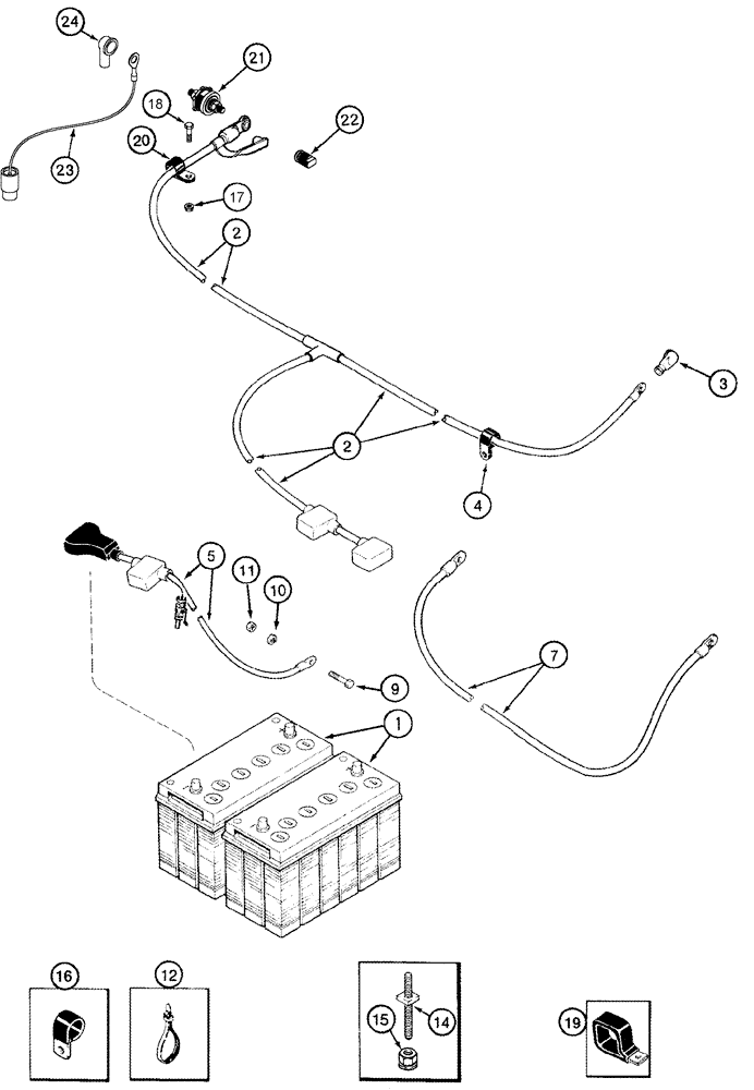 Схема запчастей Case IH 2388 - (04-35) - BATTERY - CABLES (06) - ELECTRICAL