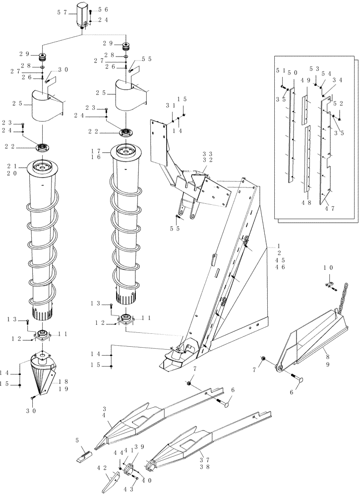 Схема запчастей Case IH 7000 - (A03.01[01]) - Cropdividers (60) - PRODUCT FEEDING