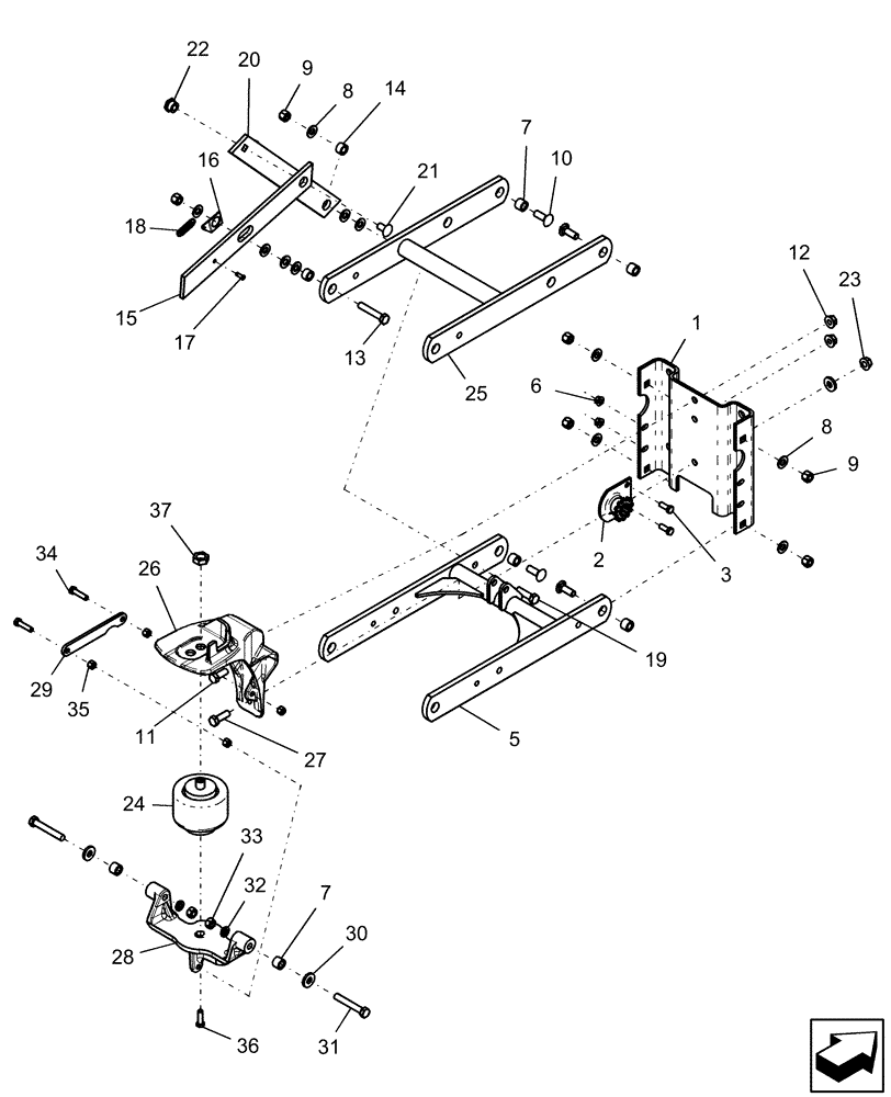 Схема запчастей Case IH 1210 - (75.200.17) - PNEUMATIC DOWN PRESSURE - 20" LINKAGE WITH LOCKUP (75) - SOIL PREPARATION