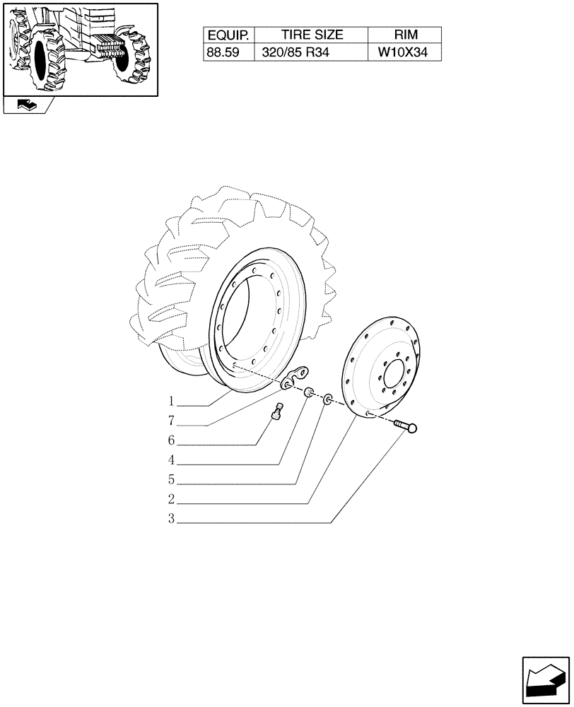 Схема запчастей Case IH PUMA 140 - (82.00[03]) - 4WD DRIVING WHEELS (11) - WHEELS/TRACKS