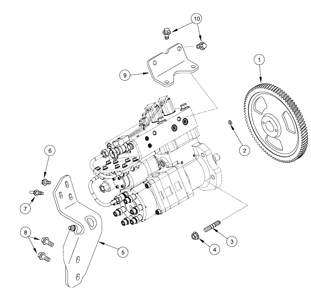 Схема запчастей Case IH FLX3300B - (02-054) - FUEL INJECTION PUMP - GEAR AND MOUNTING BRACKETS (01) - ENGINE