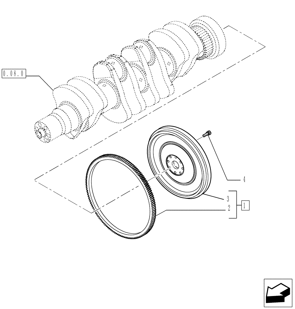 Схема запчастей Case IH P110 - (0.08.3[01]) - FLYWHEEL - ENGINE (02) - ENGINE