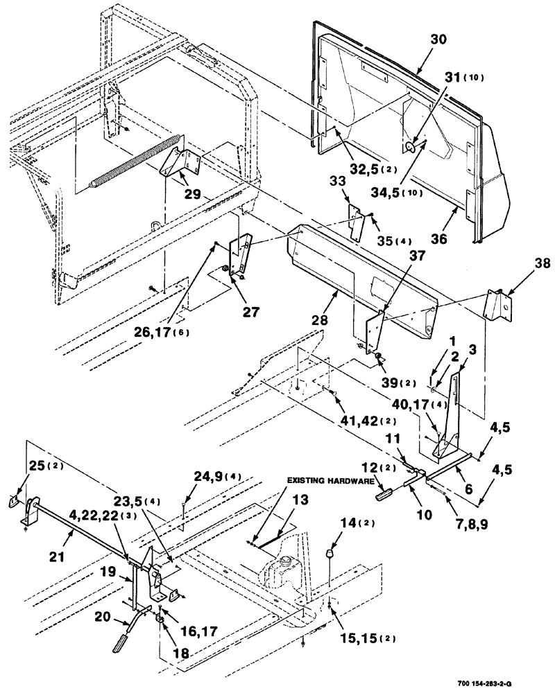 Схема запчастей Case IH 8880 - (07-062) - HOOD MOUNTING ASSEMBLY - REAR (8880HP) (90) - PLATFORM, CAB, BODYWORK AND DECALS