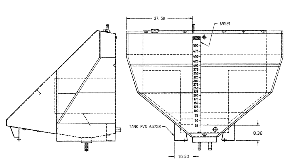 Схема запчастей Case IH FLEX-AIR - (12-018) - DECAL LOCATION WET TANK, FLEX - AIR Wet Kit