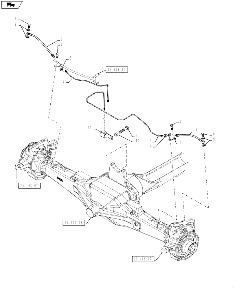 Схема запчастей Case IH PUMA 145 - (33.204.02) - VAR - 330427 - CL.3 FRONT AXLE - BRAKE LINES (33) - BRAKES & CONTROLS