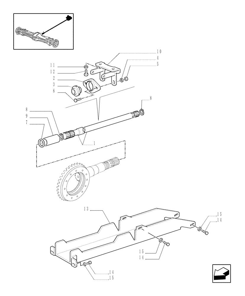 Схема запчастей Case IH MXU100 - (1.38.5) - 4WD PROPELLER SHAFT (04) - FRONT AXLE & STEERING