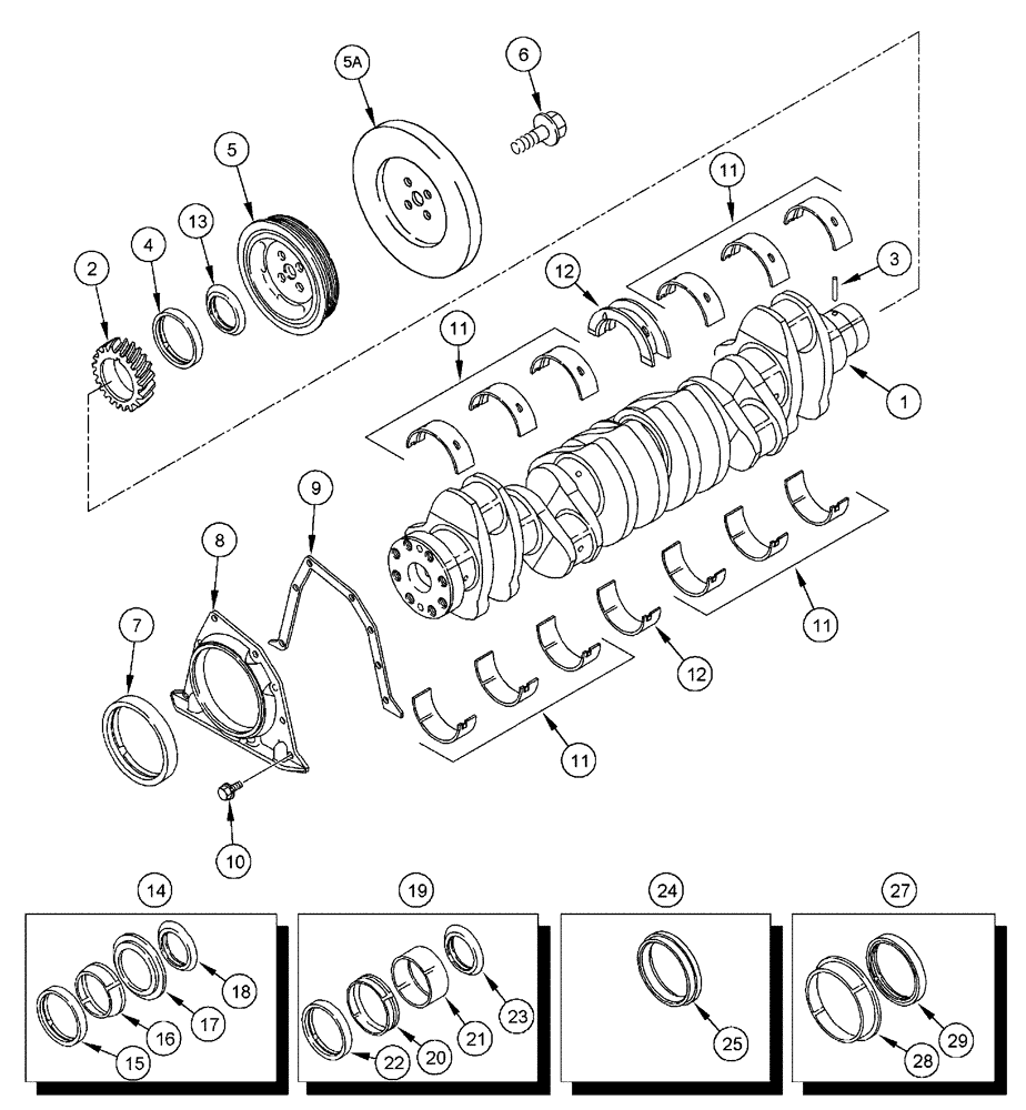 Схема запчастей Case IH FLX3510 - (02-057) - CRANKSHAFT, FLX 3010 (01) - ENGINE