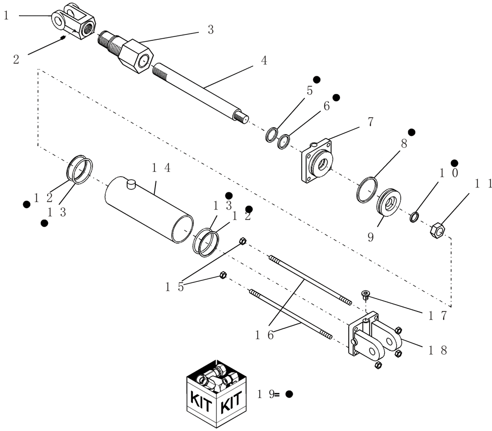 Схема запчастей Case IH 100 - (35.116.02) - HYDRAULIC - WHEELED BOOM - 2 3/4" X 8" AND 2 1/2" X 8" CYLINDER ASSEMBLY (35) - HYDRAULIC SYSTEMS