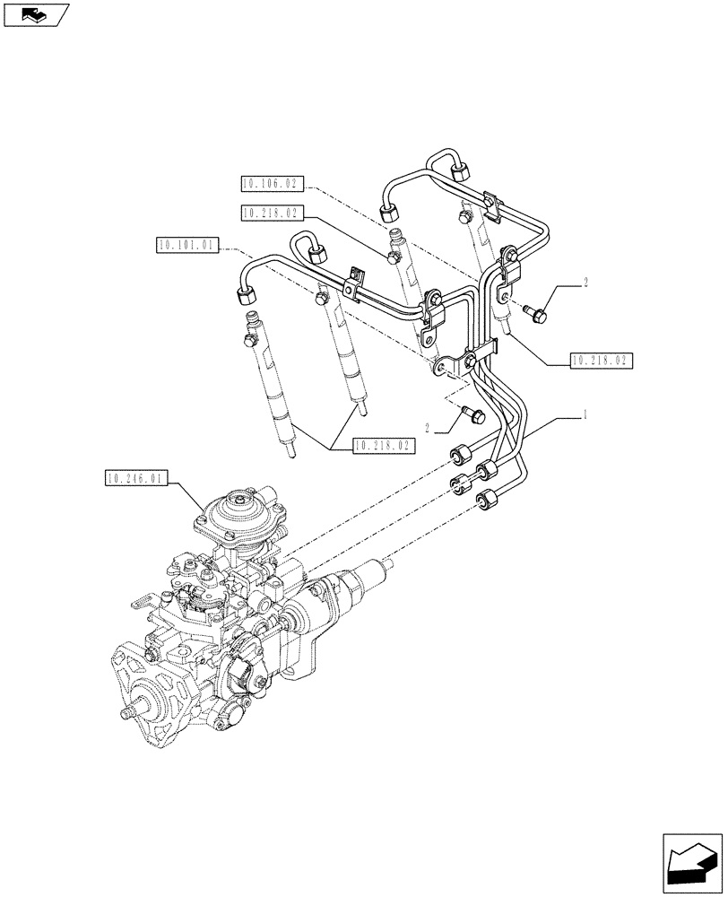 Схема запчастей Case IH F5AE9454J A002 - (10.218.03) - INJECTION PIPE (10) - ENGINE