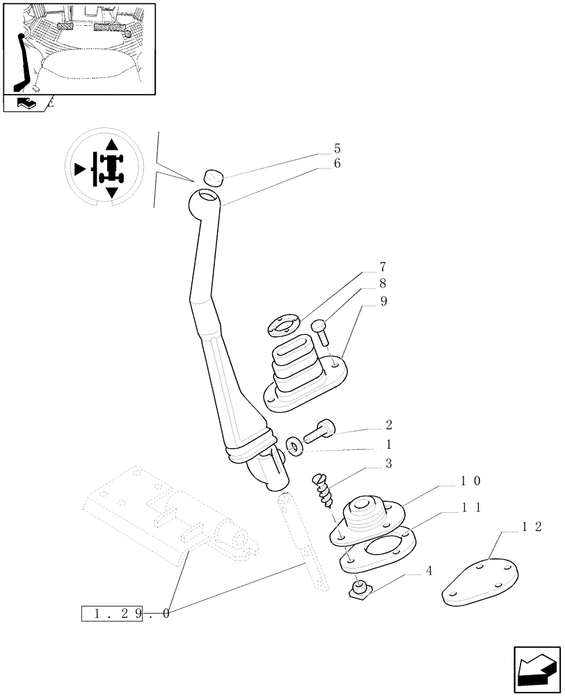 Схема запчастей Case IH FARMALL 105U - (1.96.0) - REVERSER CONTROL LEVER (10) - OPERATORS PLATFORM/CAB