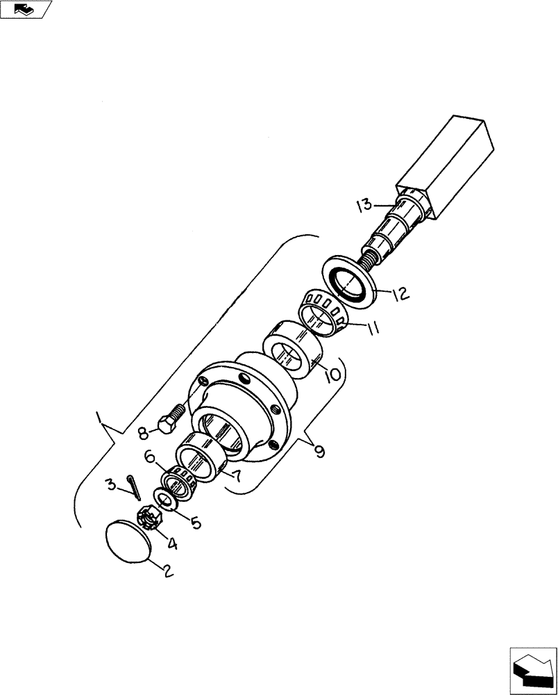 Схема запчастей Case IH 46C SERIES - (44.100.02) - Q803 HUB AND SPINDLE ASSEMBLY (44) - WHEELS