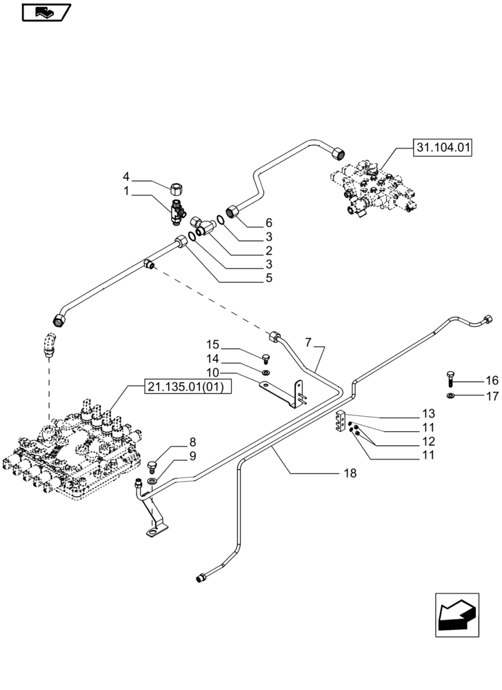 Схема запчастей Case IH MAGNUM 210 - (21.109.01) - HYDRAULIC GEARBOX CONTROL, WITH POWERSHIFT TRANSMISSION (21) - TRANSMISSION