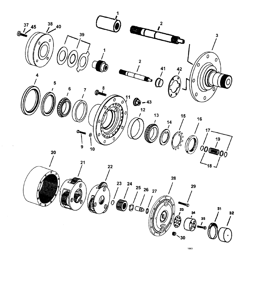 Схема запчастей Case IH SPX3185 - (124) - HUB, WHEEL AND TIRES, HUB ASSEMBLY, MODEL 7, SPX3150 (44) - WHEELS