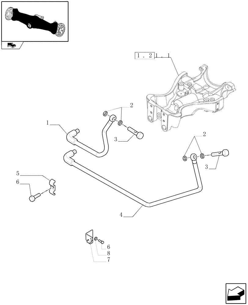 Схема запчастей Case IH FARMALL 105N - (1.40.3) - STD FRONT AXLE W/ELECTROHYDR. DIFF. LOCK, W/FRONT BRAKES (40 KM/H) - PIPES (VAR.336329) (04) - FRONT AXLE & STEERING