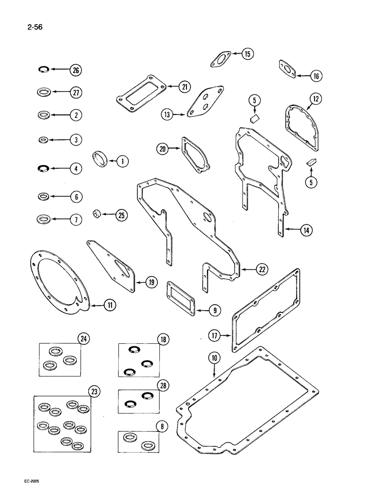 Схема запчастей Case IH 495 - (2-056) - ENGINE SERVICE KIT, CRANKCASE GASKETS (02) - ENGINE