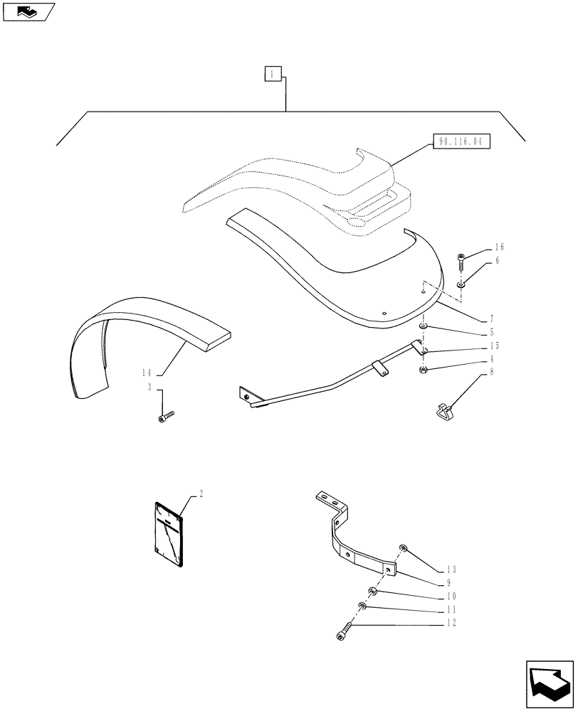 Схема запчастей Case IH PUMA 130 - (88.090.05) - DIA KIT, REAR FENDER EXTENSIONS FOR NARROW FENDERS (88) - ACCESSORIES