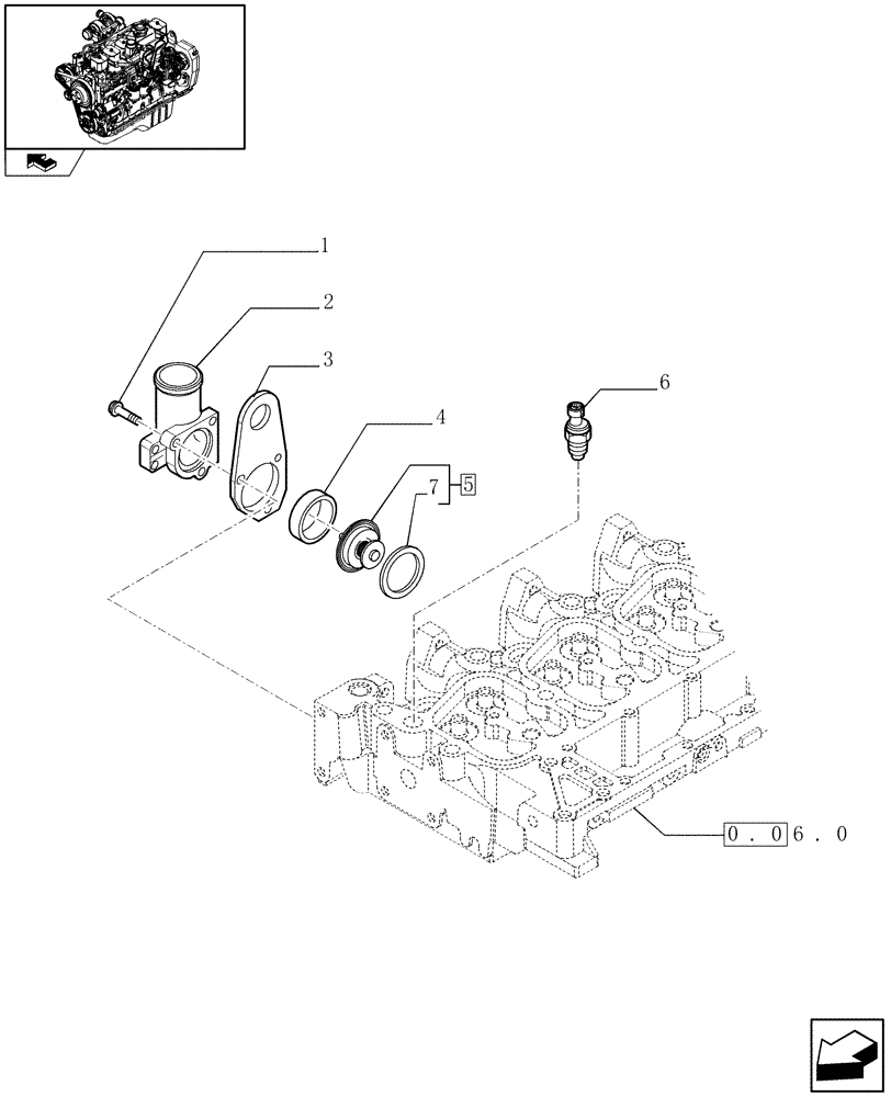 Схема запчастей Case IH F4GE9684R J600 - (0.32.6) - THERMOSTAT - ENGINE COOLING SYSTEM (504083230-504083237-504033593) 