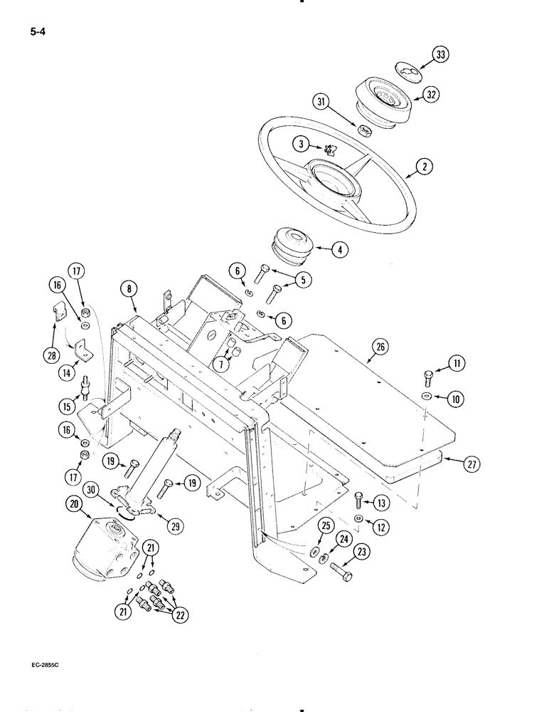 Схема запчастей Case IH 595 - (5-04) - STEERING WHEEL, SUPPORT AND VALVE, TRACTOR WITH CAB (05) - STEERING