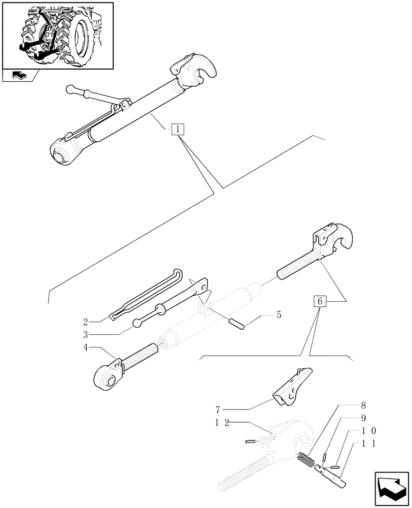 Схема запчастей Case IH FARMALL 85N - (1.89.6/01B) - THIRD-POINT TOP LINK - BREAKDOWN (09) - IMPLEMENT LIFT