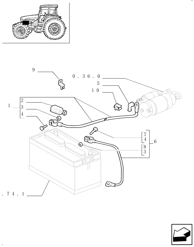 Схема запчастей Case IH JX70U - (1.75.3[01]) - BATTERY CABLES (06) - ELECTRICAL SYSTEMS