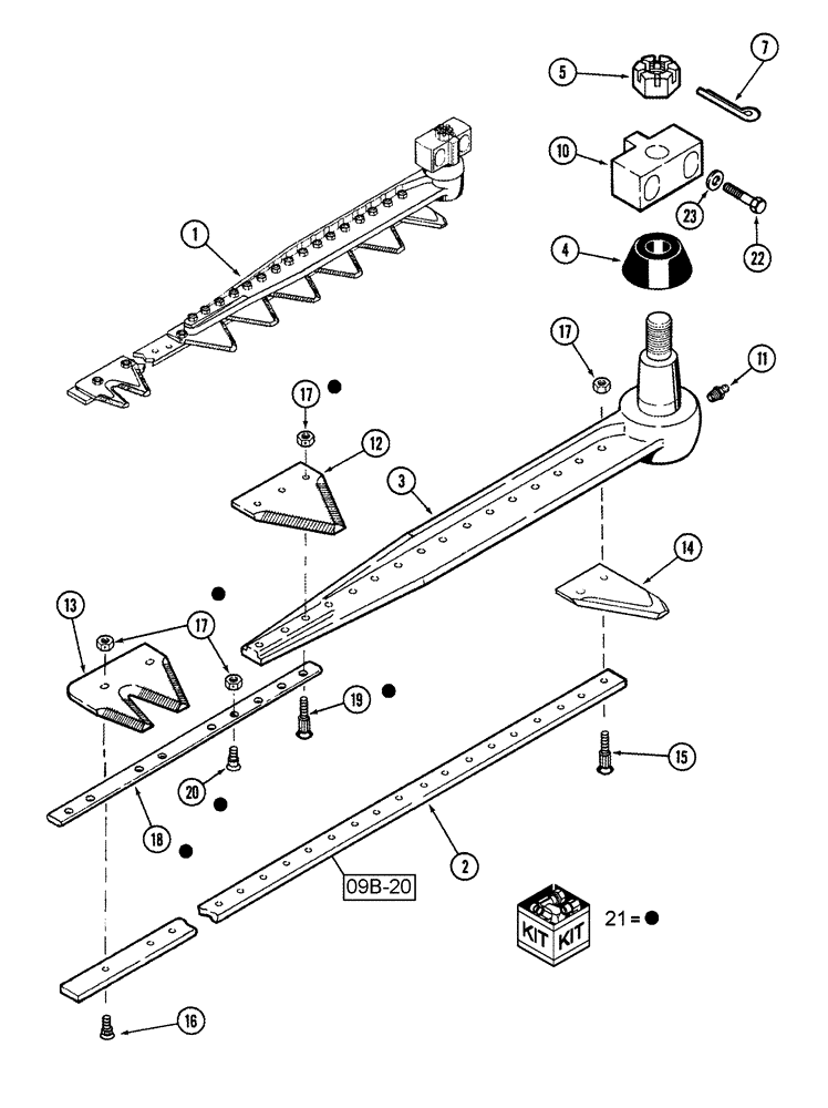 Схема запчастей Case IH 1010 - (09B-04) - KNIFE ASSEMBLY 3 INCH BOLTED COARSE SERRATIONS BSN JJC0302299 (09) - CHASSIS/ATTACHMENTS