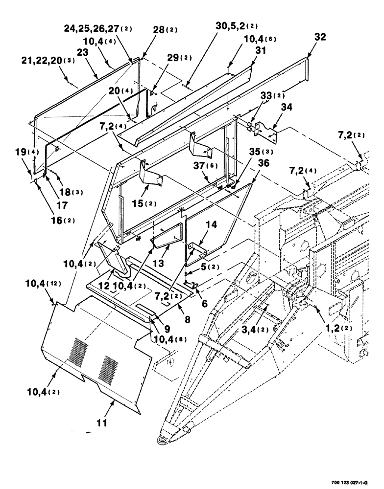 Схема запчастей Case IH 8575 - (07-010) - MAIN SHIELDS ASSEMBLY-RIGHT (12) - MAIN FRAME