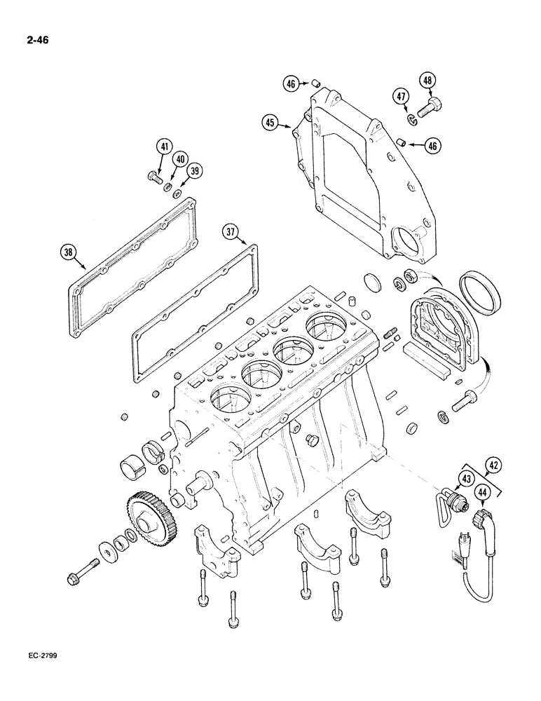 Схема запчастей Case IH 885 - (2-046) - CYLINDER BLOCK AND RELATED PARTS (CONTD) (02) - ENGINE