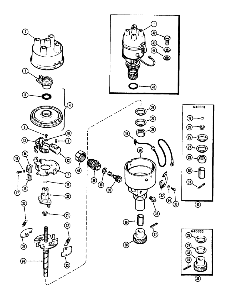 Схема запчастей Case IH 1060 - (436) - A24508 DISTRIBUTOR, (284) SPARK IGNITION ENGINE, WITH FRONT MOUNTED OIL PUMP (55) - ELECTRICAL SYSTEMS