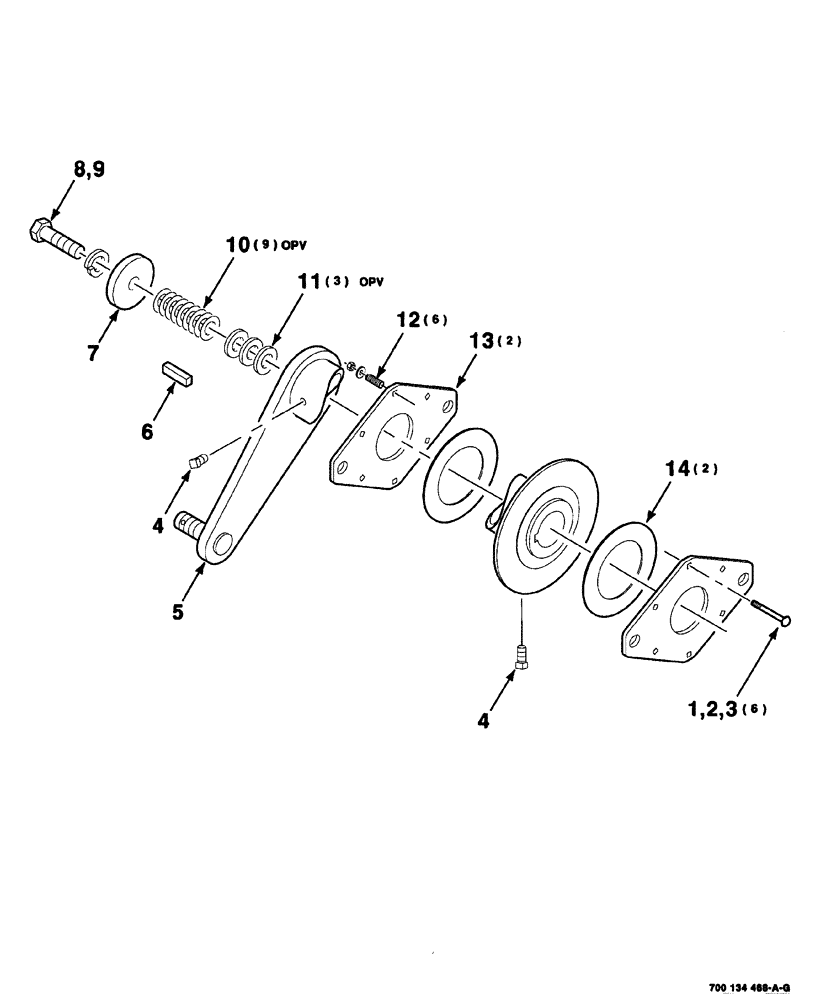 Схема запчастей Case IH 8576 - (06-034) - KNOTTER BRAKE ASSEMBLY, S.N. CFH0163129 AND LATER (14) - BALE CHAMBER