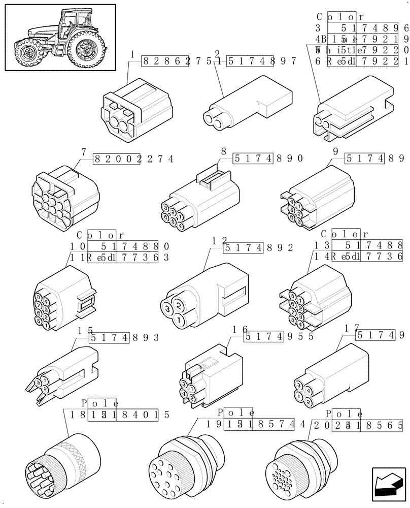 Схема запчастей Case IH JX90U - (1.77.0[07]) - CONNECTOR, CABLE TERMINAL (06) - ELECTRICAL SYSTEMS