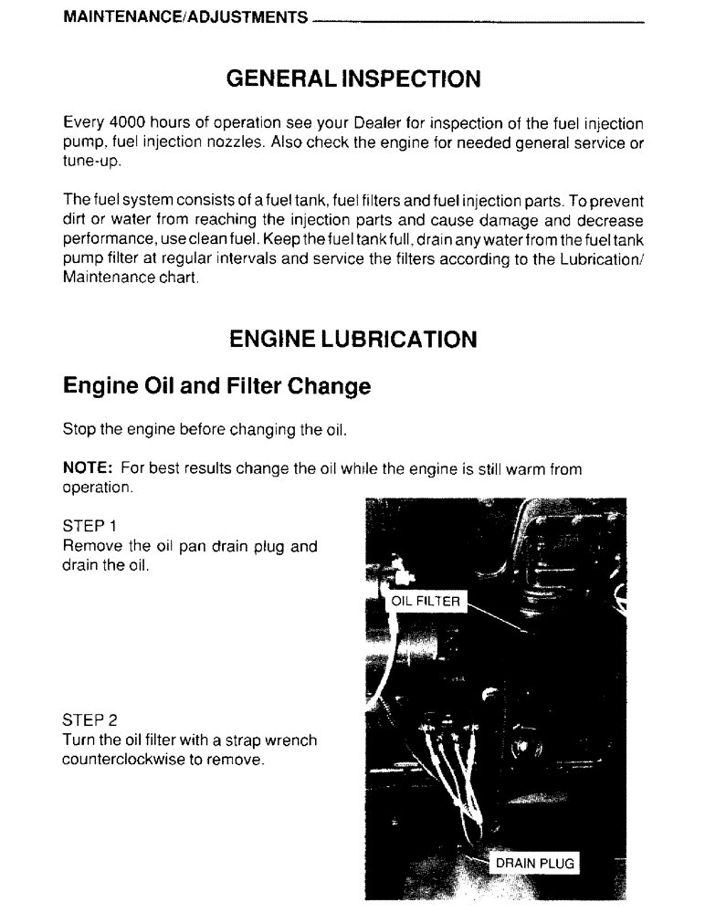 Схема запчастей Case IH 4390T - (029) - MAINTENANCE, ADJUSTMENTS, GENERAL INSPECTION, ENGINE LUBRICATION 